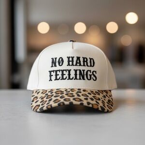 No Hard Feelings Trucker Hat Leopard Brim Adjustable Graphic Cap OS